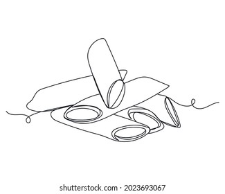Continuous one line drawing of pile of penne pasta in silhouette on a white background. Linear stylized.Minimalist.