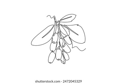 Dibujo continuo de una línea de bayas de goji orgánicas de pila para la identidad del logotipo del huerto. Concepto fresco de la fruta de gojiberry para el icono del jardín de frutas. Ilustración gráfica de Vector de diseño de línea simple