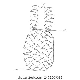 Continuous One line drawing of Pineapple. Outline exotic fruit with editable stroke.