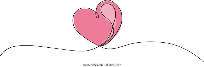 Continuous One Line Drawing of a Pink Heart