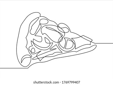 Continuous one line drawing. pizza. sticker for companies selling fast food.vector illustration.