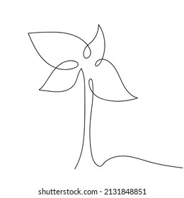 Planta de dibujo de una línea continua. Concepto de logotipo del mercado agrícola. Resumen dibujado a mano por una línea. Esbozo minimalista de línea negra sobre fondo blanco. Ilustración vectorial de moda.