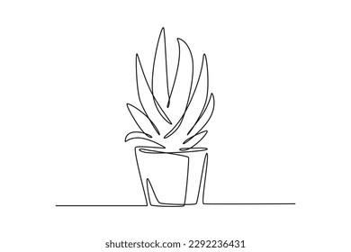 Continuous one line drawing plant for a beautiful environment. World environment day concept. Single line draw design vector graphic illustration.