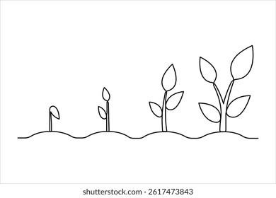 Continuous one line drawing of plant growing process