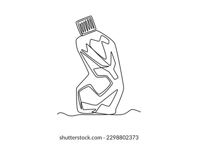 Continuous one line drawing plastic bottle waste. World environment day concept. Single line draw design vector graphic illustration.