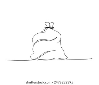 Continuous one line drawing of plastic trash bag. full of plastic trash bag in single outline vector illustration. Editable stroke.