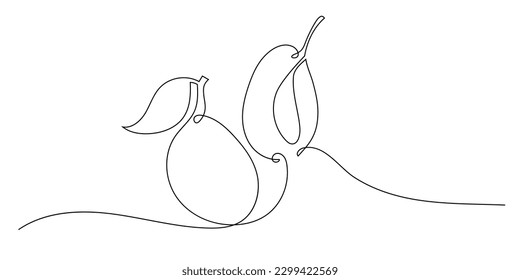 Continuous one line drawing plum fruit. Farmer market Logo concept. Abstract hand drawn berry by one line. Minimalist black line sketch on white background. Fashionable trend vector illustration.Conti