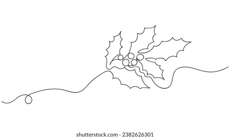 Continuous one line drawing of poinsettia flower. Concept holiday, vector illustration