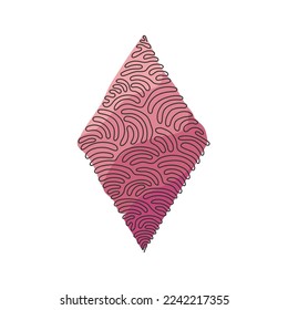 Continuous one line drawing poker playing cards suit diamond design shape single icon. Diamond suit deck of playing card used for ace in casino. Swirl curl style. Single line draw vector illustration