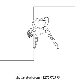 Continuous one line drawing pole dance woman doing exercise