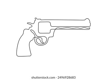 Continuous one line drawing of a police gun vector illustration