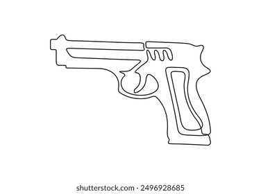 Continuous one line drawing of a police gun vector illustration