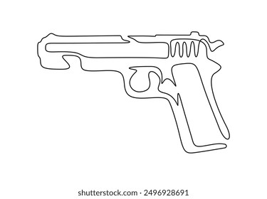 Continuous one line drawing of a police gun vector illustration