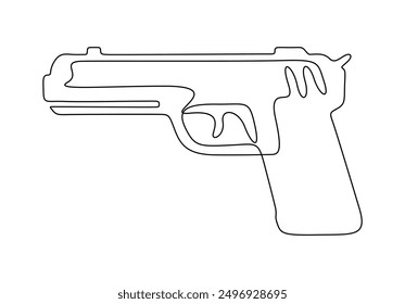 Continuous one line drawing of a police gun vector illustration