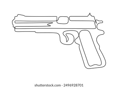 Continuous one line drawing of a police gun vector illustration