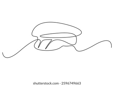 Continuous one line drawing of police cap. Clothing, protection, officer concept. Doodle vector illustration