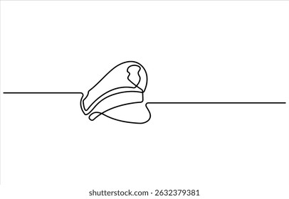 Desenho contínuo de uma linha da tampa da polícia. Vestuário, proteção, conceito oficial. Vetor de traçado editável. Ilustração gráfica