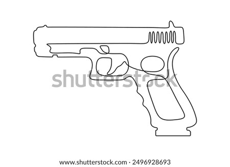 Continuous one line drawing of a police gun vector illustration