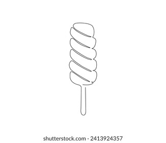 Continuous one line drawing of popsicle ice cream. Ice cream outline vector illustration. Editable stroke.