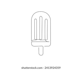 Continuous one line drawing of popsicle ice cream. Ice cream outline vector illustration. Editable stroke.