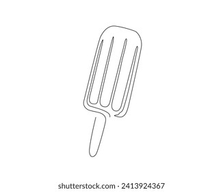Continuous one line drawing of popsicle ice cream. Ice cream outline vector illustration. Editable stroke.
