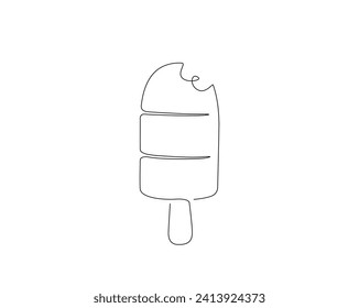 Dibujo continuo de una línea de helado de paleta. Icación vectorial del contorno de la crema de hielo de bits. Trazo editable.