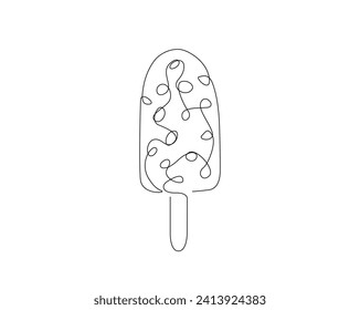 Continuous one line drawing of popsicle ice cream. Ice cream outline vector illustration. Editable stroke.