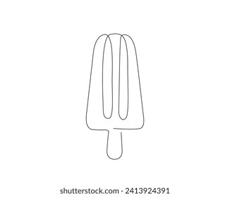 Continuous one line drawing of popsicle ice cream. Ice cream outline vector illustration. Editable stroke.