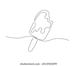 Dibujo continuo de una línea de helado de paleta. Icación vectorial del contorno de la crema de hielo de bits. Trazo editable.