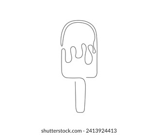 Continuous one line drawing of popsicle ice cream. Ice cream outline vector illustration. Editable stroke.