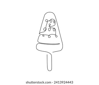 Dibujo continuo de una línea de helado de paleta. Icación vectorial del contorno de la crema de hielo de bits. Trazo editable.