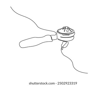 Continuous one line drawing of portafilter- barista equipment. portafilter - coffee maker single line vector illustration. Editable line vector.