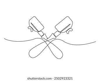 Continuous one line drawing of portafilter- barista equipment. portafilter - coffee maker single line vector illustration. Editable line vector.