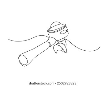 Continuous one line drawing of portafilter- barista equipment. portafilter - coffee maker single line vector illustration. Editable line vector.