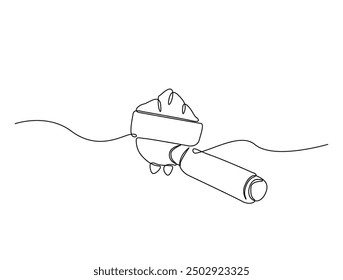 Continuous one line drawing of portafilter- barista equipment. portafilter - coffee maker single line vector illustration. Editable line vector.