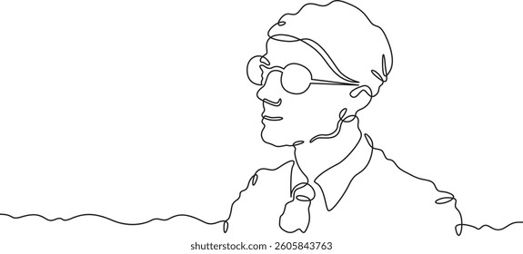 Continuous one line drawing  portrait of a doctor. Attending physician in hospital clothes. Medicine.
One continuous line isolated minimal illustration.Not AI.