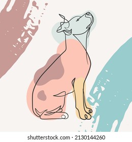 Cartel continuo de un dibujo de una línea de un perro. Estilo minimalista de dibujo de una línea de perro
