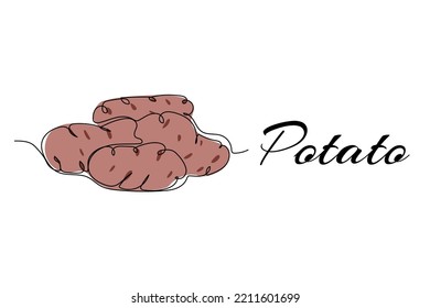Dibujo continuo de una línea de papa. Ilustración vectorial en el fondo aislado.