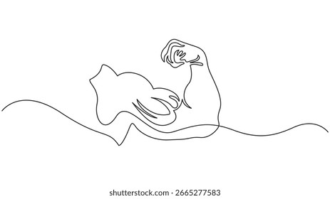 Continuous One Line drawing of a powerful arm flexing
