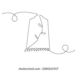 Continuous one line drawing of prayer rugs. Single line drawing illustration of holy islamic prayer rugs. Ramadan kareem concept vector art. Doodle line illustration.
