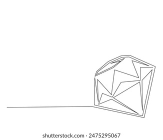 Continuous one line drawing of precious diamond. Diamond gemstone in single line vector illustration. Editable stroke.