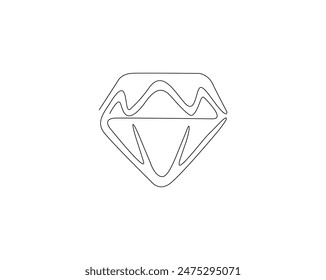 Continuous one line drawing of precious diamond. Diamond gemstone in single line vector illustration. Editable stroke.