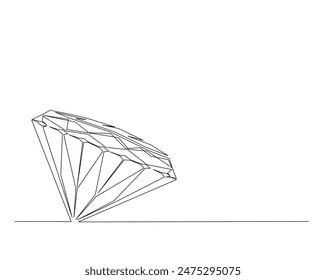 Continuous one line drawing of precious diamond. Diamond gemstone in single line vector illustration. Editable stroke.