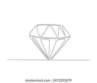 Continuous one line drawing of precious diamond. Diamond gemstone in single line vector illustration. Editable stroke.
