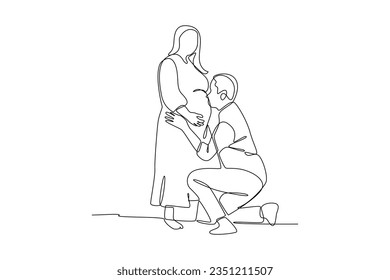 Kontinuierliches einzeiliges Zeichnen von Schwangerschaft und Verlust Bewusstsein für den Monat. Doodle, Vektorgrafik.
