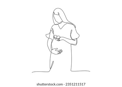 Continuous one line drawing Pregnancy and infant loss awareness month concept. Doodle vector illustration.