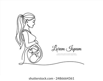 Continuous one line drawing of a pregnant woman. 