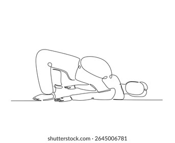 Continuous one line drawing of pregnant mother practicing yoga. Pregnant yoga outline illustration. Editable vector.
