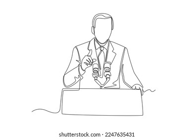 Continuous one line drawing President's speech on president's day. Presidents Day Concept. Single line draw design vector graphic illustration.