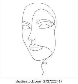 Dibujo continuo de una línea de cara de mujer bonita Vector de arte de línea de retrato femenino mínimo